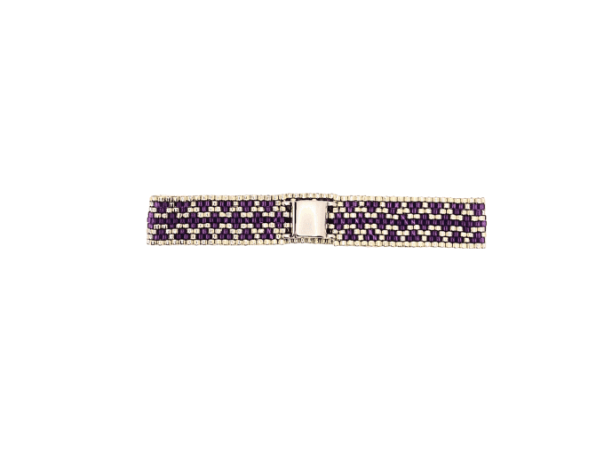 Bracelet Tissage Vibrant Violet et Argent
