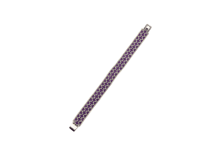 Bracelet Tissage Vibrant Violet et Argent